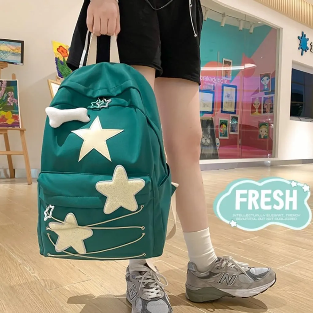 Y2K Backpack Star Backpack Preppy Backpack Cute Aesthetic Backpack Women College y2k Accessories (green)