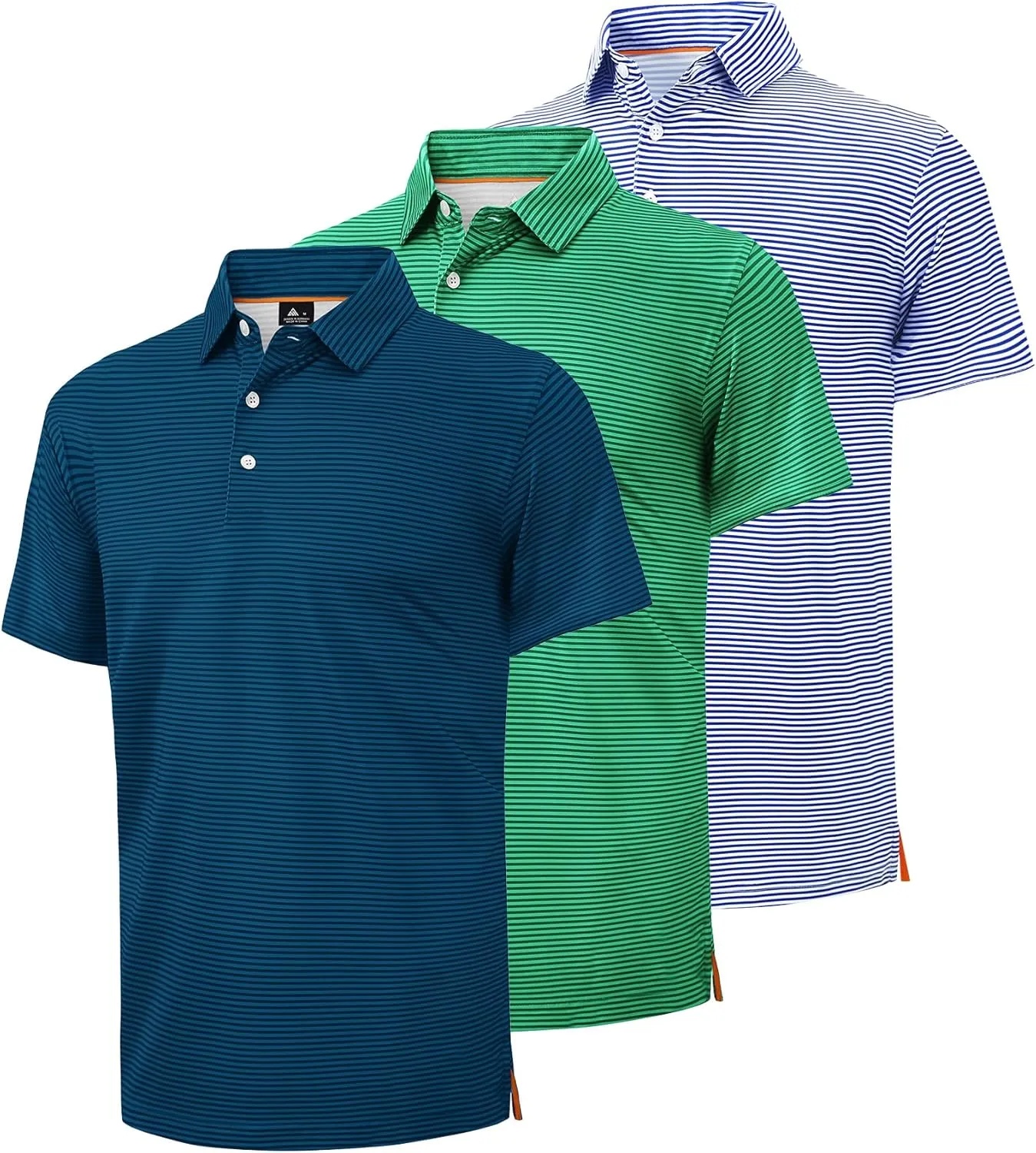 ZITY Men's Golf Polo Shirts Striped Moisture Wicking Performance Mens Polo Shirts Short Sleeve Golf Polo Shirts for Men