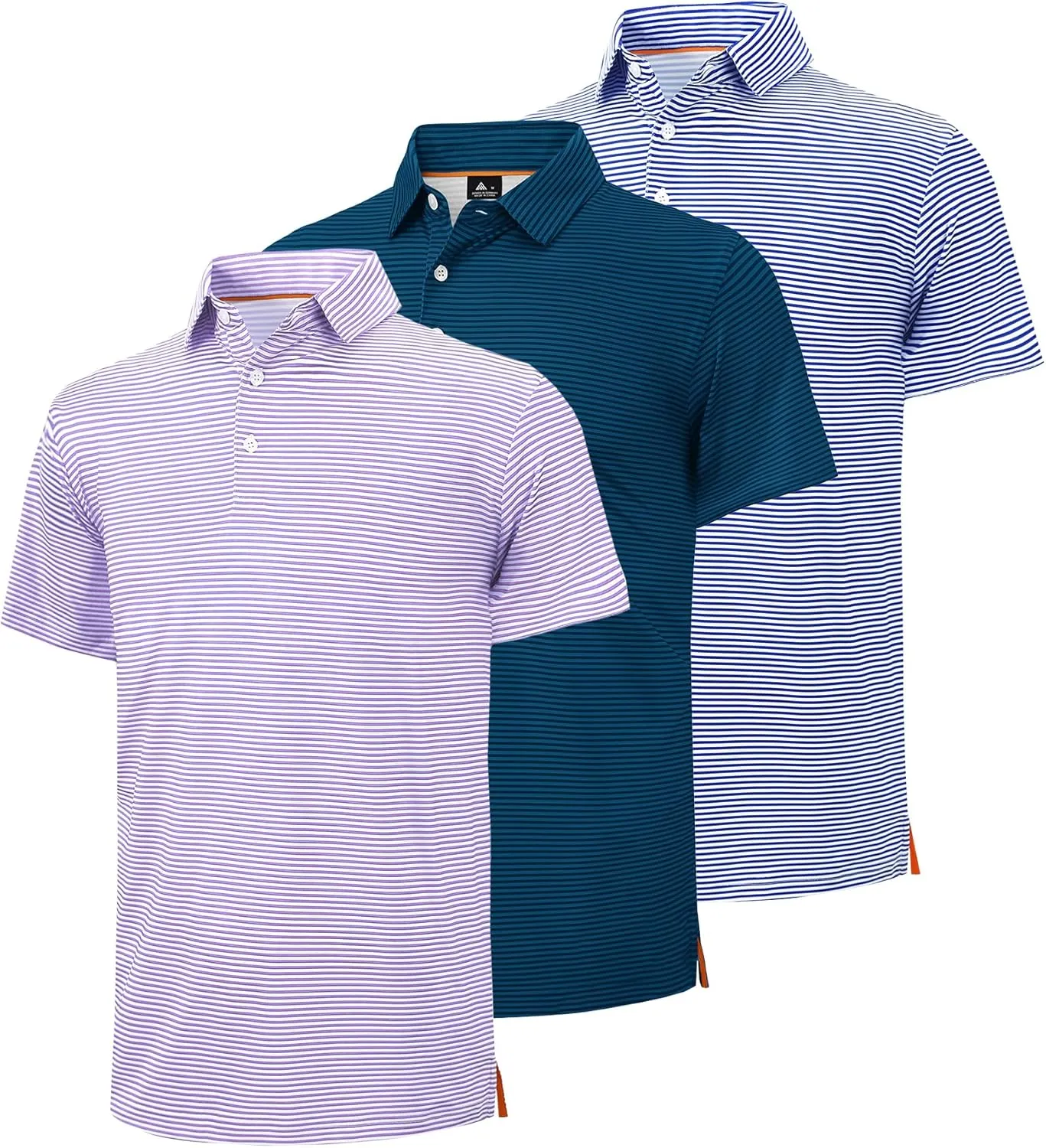 ZITY Men's Golf Polo Shirts Striped Moisture Wicking Performance Mens Polo Shirts Short Sleeve Golf Polo Shirts for Men