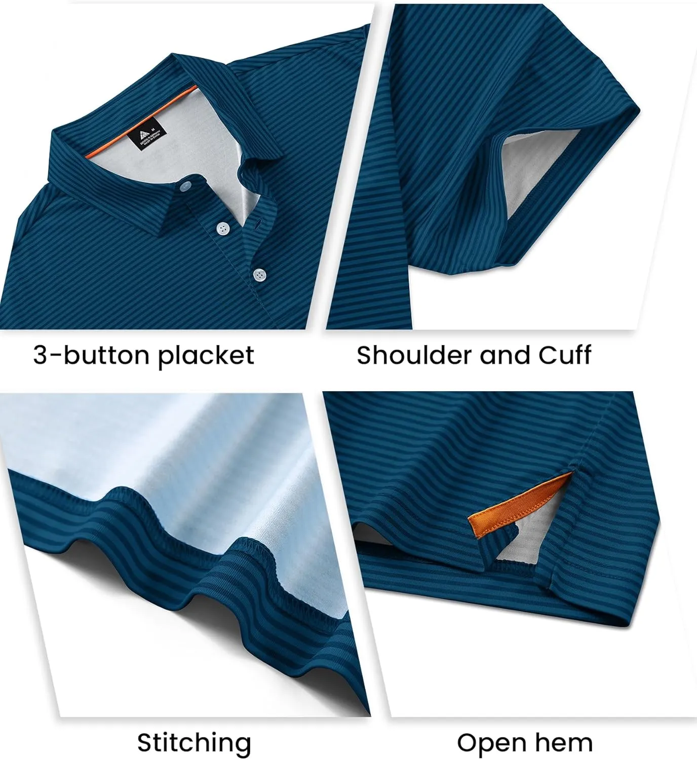ZITY Men's Golf Polo Shirts Striped Moisture Wicking Performance Mens Polo Shirts Short Sleeve Golf Polo Shirts for Men
