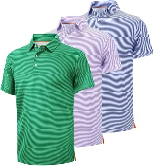 ZITY Men's Golf Polo Shirts Striped Moisture Wicking Performance Mens Polo Shirts Short Sleeve Golf Polo Shirts for Men