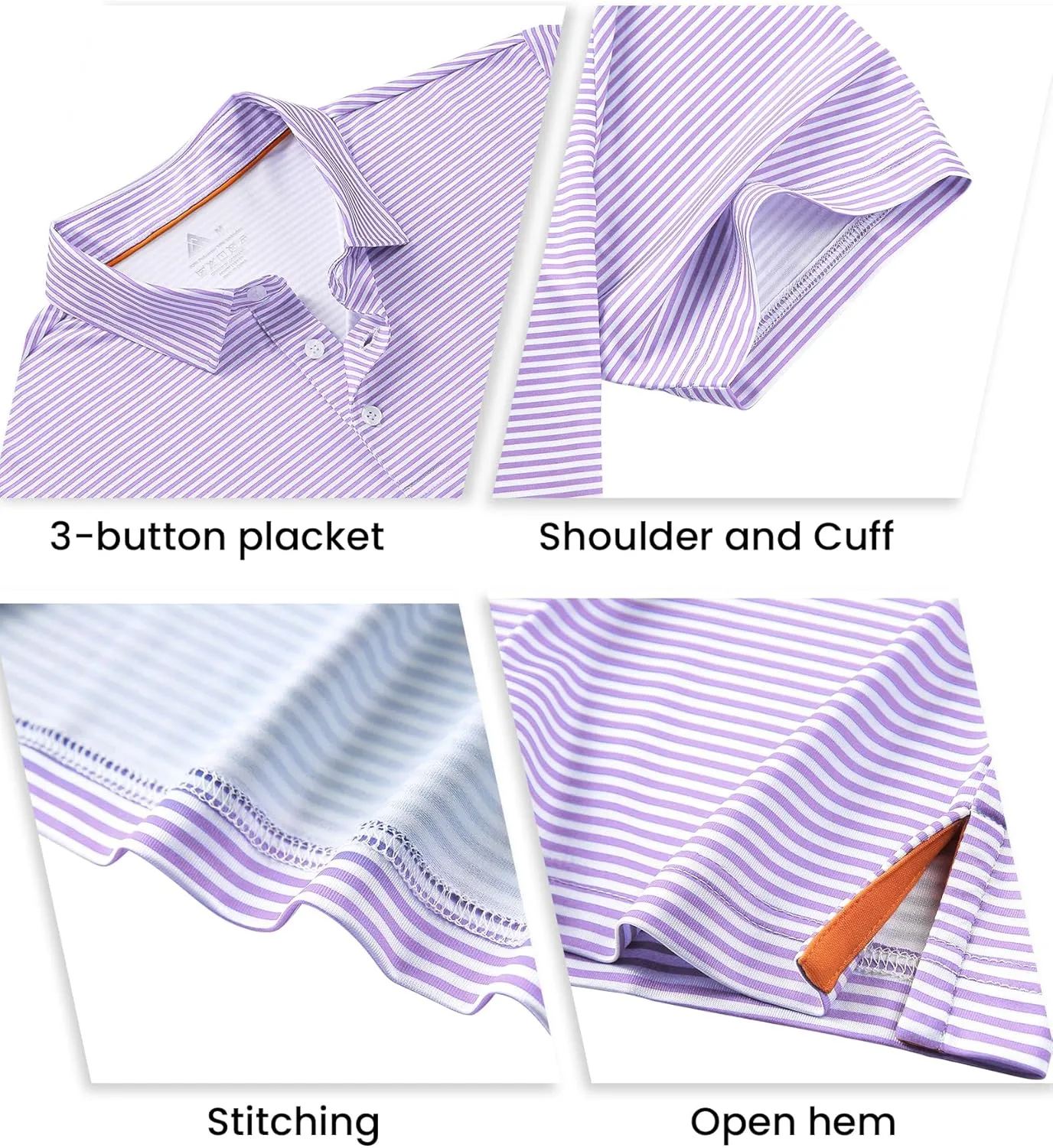ZITY Men's Golf Polo Shirts Striped Moisture Wicking Performance Mens Polo Shirts Short Sleeve Golf Polo Shirts for Men