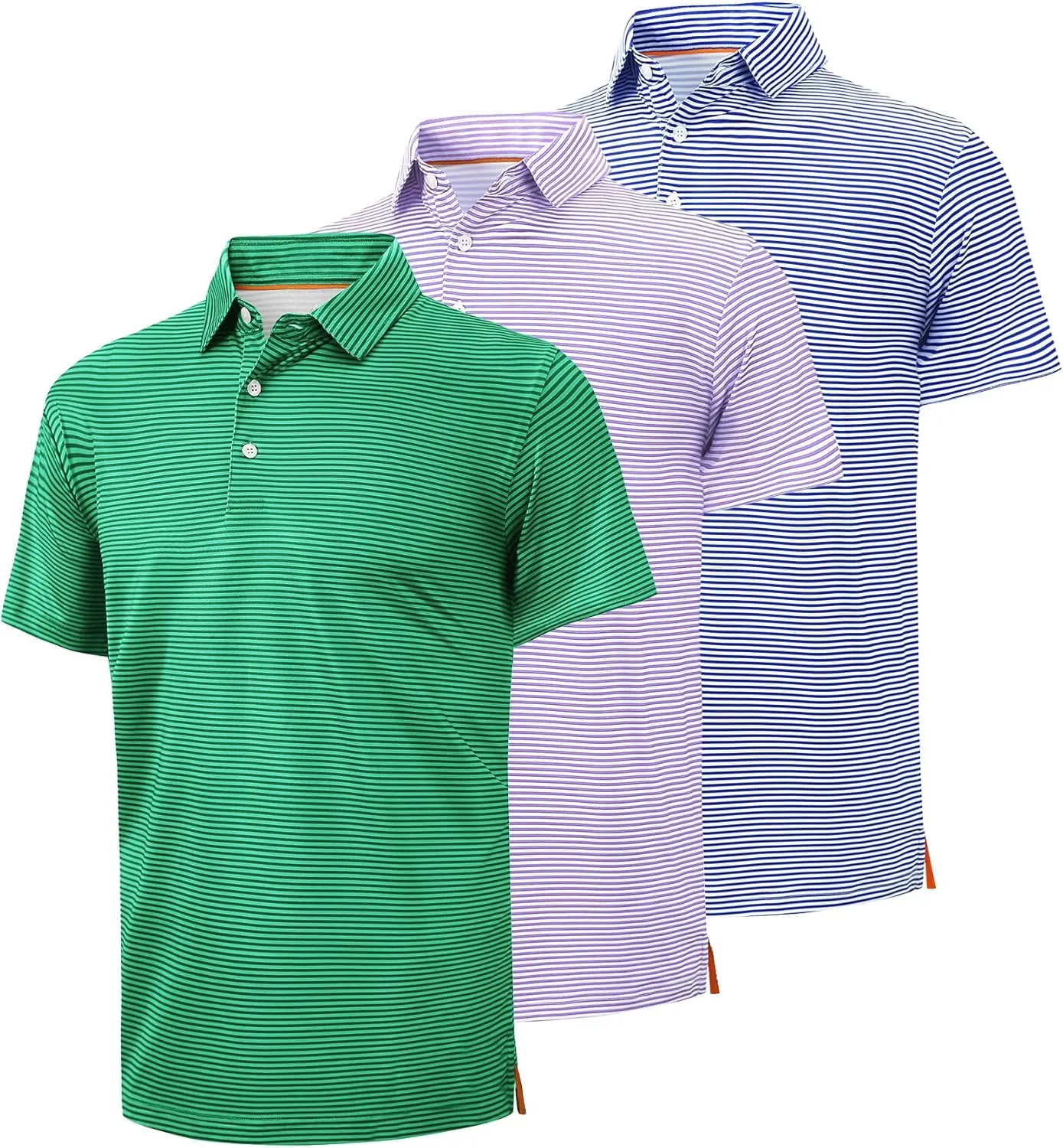 ZITY Men's Golf Polo Shirts Striped Moisture Wicking Performance Mens Polo Shirts Short Sleeve Golf Polo Shirts for Men