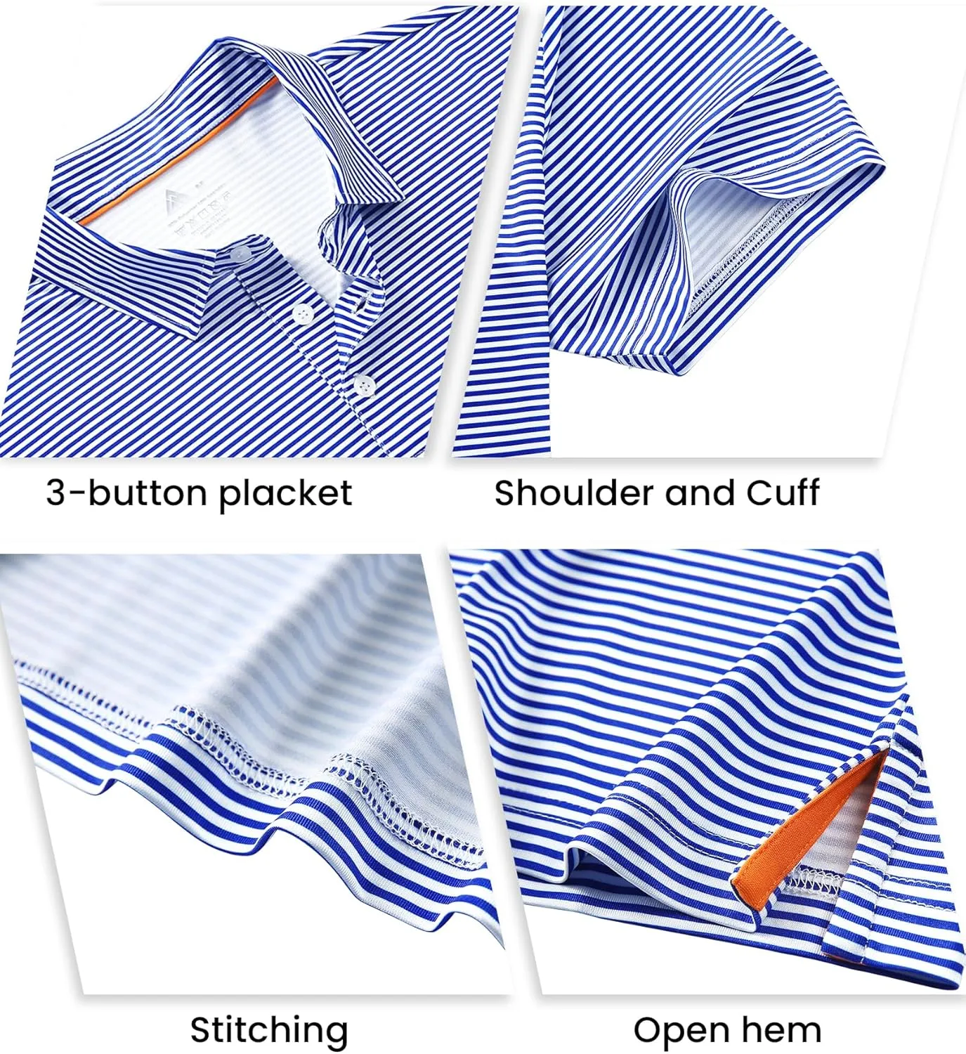 ZITY Men's Golf Polo Shirts Striped Moisture Wicking Performance Mens Polo Shirts Short Sleeve Golf Polo Shirts for Men