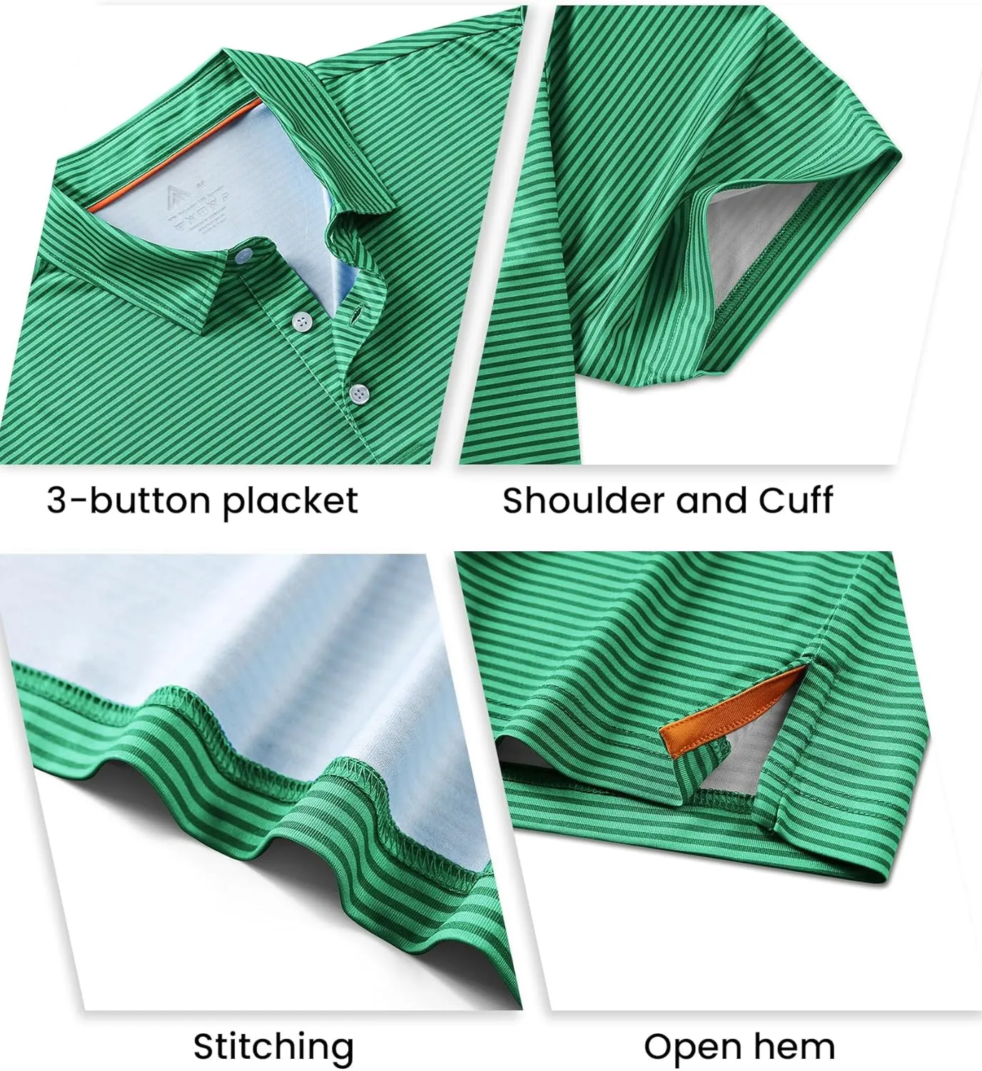 ZITY Men's Golf Polo Shirts Striped Moisture Wicking Performance Mens Polo Shirts Short Sleeve Golf Polo Shirts for Men